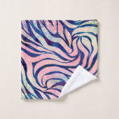 Glamoureuze Holografische Glitter Blauwe Zebra Str Bad Handdoek (Wasdoekje)