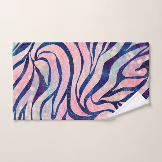Glamoureuze Holografische Glitter Blauwe Zebra Str Bad Handdoek (Handdoek)