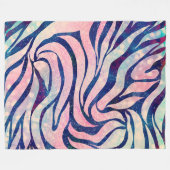 Glamoureuze Holografische Glitter Blauwe Zebra Str Fleece Deken (Voorkant (Horizontaal))