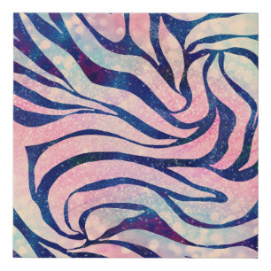 Glamoureuze Holografische Glitter Blauwe Zebra Str Imitatie Canvas Print