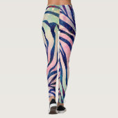 Glamoureuze Holografische Glitter Blauwe Zebra Str Leggings (Achterkant)