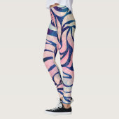 Glamoureuze Holografische Glitter Blauwe Zebra Str Leggings (Links)