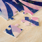Glamoureuze Holografische Glitter Blauwe Zebra Str Legpuzzel (Zijkant)