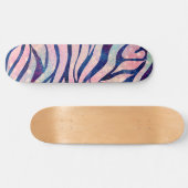 Glamoureuze Holografische Glitter Blauwe Zebra Str Persoonlijk Skateboard (Horizontaal)