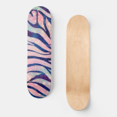 Glamoureuze Holografische Glitter Blauwe Zebra Str Persoonlijk Skateboard (Voorkant)