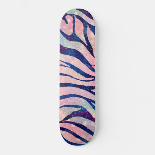Glamoureuze Holografische Glitter Blauwe Zebra Str Persoonlijk Skateboard