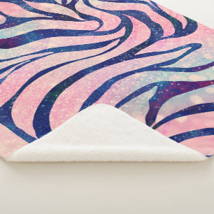 Glamoureuze Holografische Glitter Blauwe Zebra Str Sherpa Deken