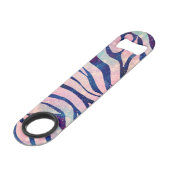 Glamoureuze Holografische Glitter Blauwe Zebra Str Speed Flessenopener (Achterkant Gekanteld)