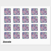 Glamoureuze Holografische Glitter Blauwe Zebra Str Vierkante Sticker (Vel)