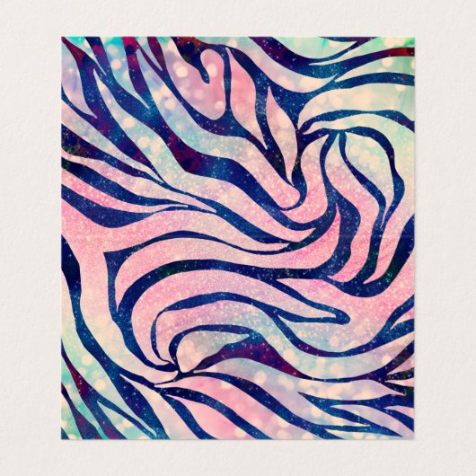 Glamoureuze Holografische Glitter Blauwe Zebra Str Visitekaartje (Binnenkant ongevouwen)