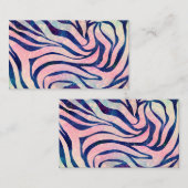 Glamoureuze Holografische Glitter Blauwe Zebra Str Visitekaartje (Voorkant / Achterkant)