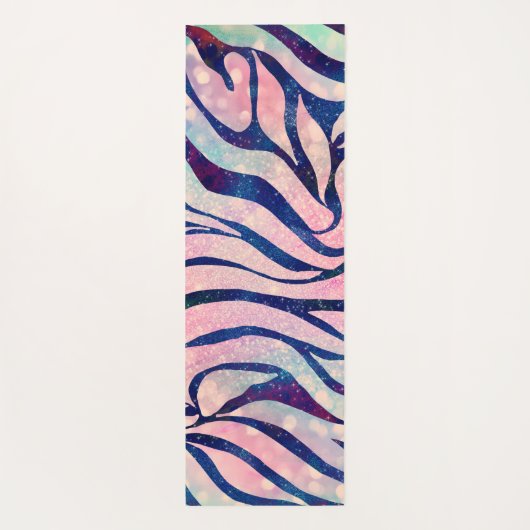 Glamoureuze Holografische Glitter Blauwe Zebra Str Yogamat (Achterkant)