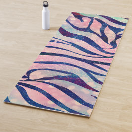Glamoureuze Holografische Glitter Blauwe Zebra Str Yogamat