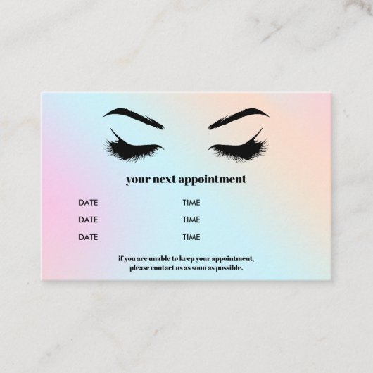 Glamoureuze Holographic Browbar Eyelash Luxury Visitekaartje (Voorkant)