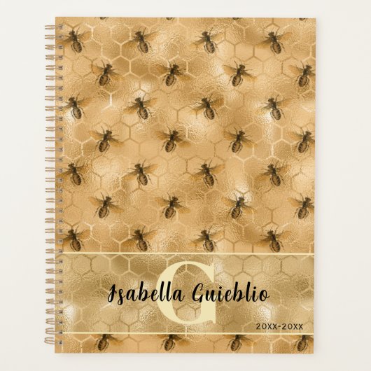 Glamoureuze Honeycomb Bee Gold Honey Design Planner (Voorkant)