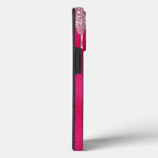Glamoureuze Hot Pink Glitter Monogram Initialen Case-Mate iPhone Case (Achterkant / Rechts)