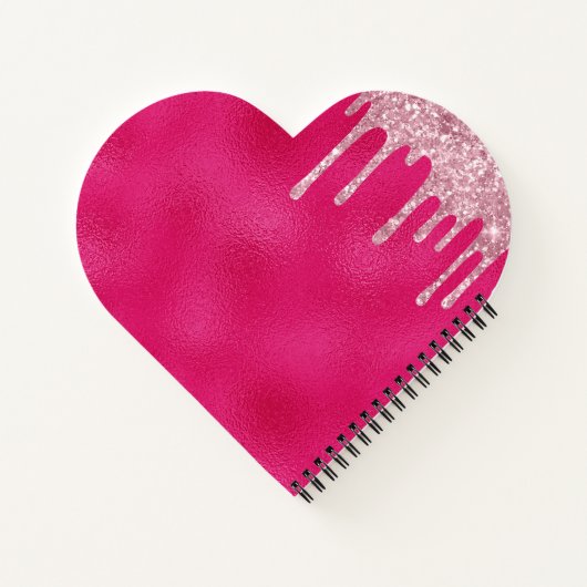 Glamoureuze Hot Pink Glitter Monogram Initialen Notitieboek (Achterkant)