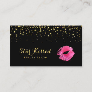 Glamoureuze Hot Pink Kiss met FAUX Gold Glitter Visitekaartje