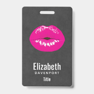 Glamoureuze Illustratie Met Heet Roze Lippen Badge