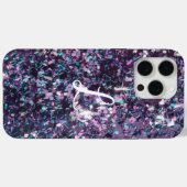 Glamoureuze Initialen Paarse Glitter Case-Mate iPhone Case (Achterkant (horizontaal))