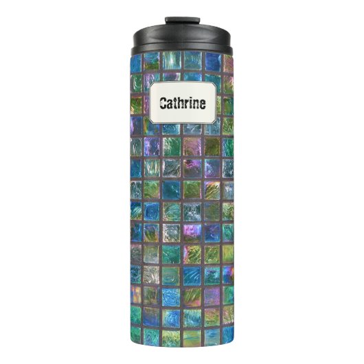 Glamoureuze Keramische Tegels Custom Name Thermosbeker (Voorkant)