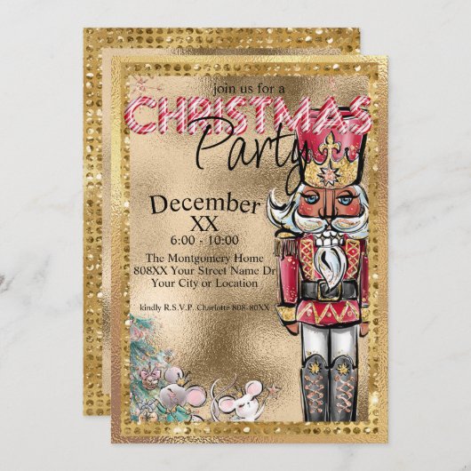 Glamoureuze kerstfeest kaart (Voorkant / Achterkant)