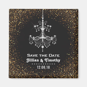Glamoureuze kroonluchter bruiloft Save the Date Go Magneet