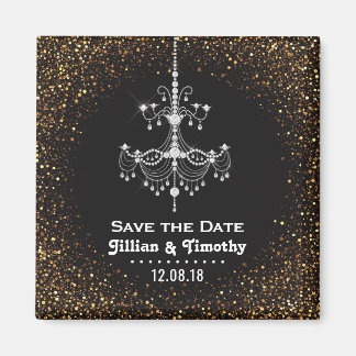 Glamoureuze kroonluchter bruiloft Save the Date Go Magneet