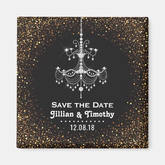 Glamoureuze kroonluchter bruiloft Save the Date Go Magneet (Voorkant)