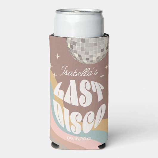 Glamoureuze laatste disco Retro 70s Groovy Bachelo Seltzer Blikjeskoeler (Seltzer Voorkant)