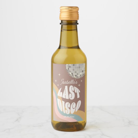 Glamoureuze laatste disco Retro 70s Groovy Bachelo Wijn Etiket (Voorkant)
