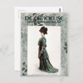  Glamoureuze Lady Mode Illustratie Briefkaart (Voorkant / Achterkant)