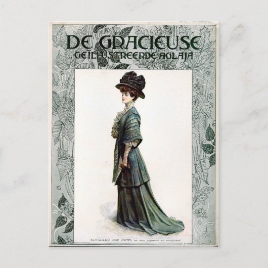  Glamoureuze Lady Mode Illustratie Briefkaart (Voorkant)