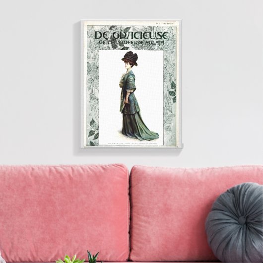  Glamoureuze Lady Mode Illustratie Canvas Afdruk (Insitu (Woonkamer))