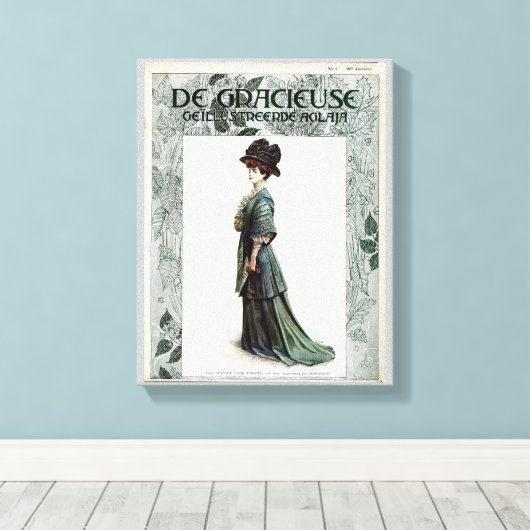 Glamoureuze Lady Mode Illustratie Canvas Afdruk (Insitu (Houten vloer))