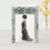  Glamoureuze Lady Mode Illustratie Kaart (Gele Bloem)