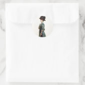 Glamoureuze Lady Mode Illustratie Ronde Sticker (Tas)