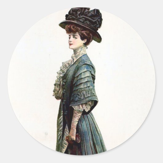 Glamoureuze Lady Mode Illustratie Ronde Sticker (Voorkant)