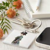  Glamoureuze Lady Mode Illustratie Sleutelhanger (Voorkant Rechts)