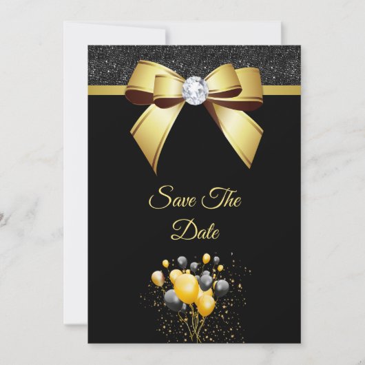 Glamoureuze legance Birthday Party Save The Date (Voorkant)