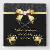 Glamoureuze legance Birthday Party Vierkante Klok (Voorkant)