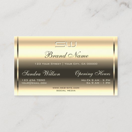 Glamoureuze Lichtgevende Glanzende Glitter Initial Visitekaartje (Achterkant)