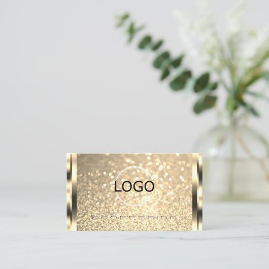 Glamoureuze Lichtgevende Sparkle Gold Glitter toev Visitekaartje (Staand voorkant)