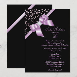 Glamoureuze Lila Confetti & Jewel Bow 30e verjaard Kaart