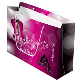 Glamoureuze Lingerie Bachelorette | Hot Pink Bokeh Large Cadeautasje