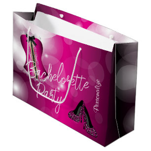 Glamoureuze Lingerie Bachelorette   Hot Pink Bokeh Large Cadeautasje
