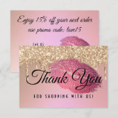 Glamoureuze lippen Glitter Drips Bedankkaart (Voorkant / Achterkant)