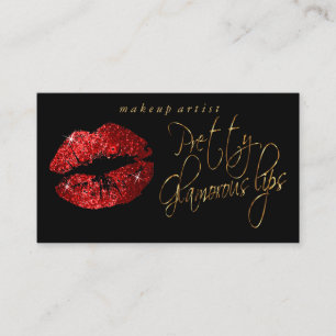 Glamoureuze Lips - Rode Glitter en Gold Visitekaartje