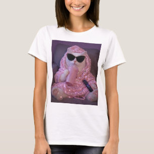 Glamoureuze Luie Kat in Zonnebril met Glitterdr T-shirt