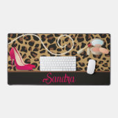 Glamoureuze luipaard print Girly gepersonaliseerd Bureaumat (Keyboard & Muis)